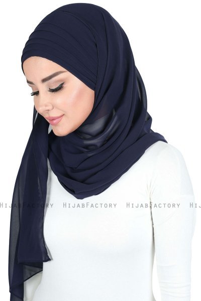 Malin - Marineblå Praktisk Chiffon Hijab