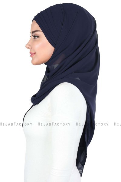Malin - Marineblå Praktisk Chiffon Hijab