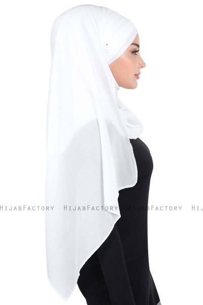 Malin - Offwhite Praktisk Chiffon Hijab