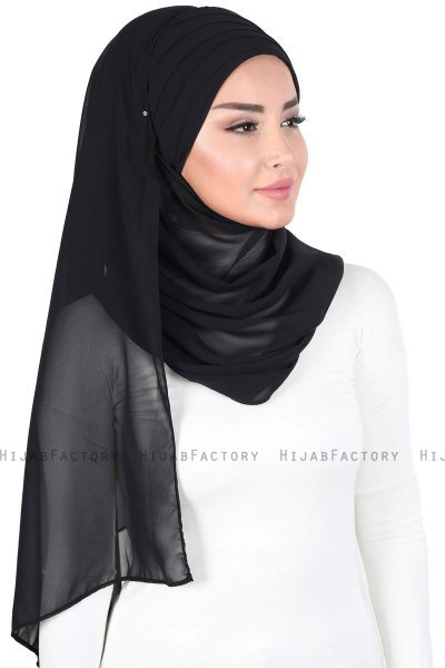 Malin - Svart Praktisk Chiffon Hijab