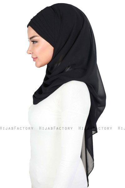 Malin - Svart Praktisk Chiffon Hijab