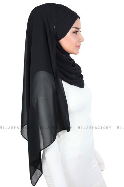 Malin - Svart Praktisk Chiffon Hijab
