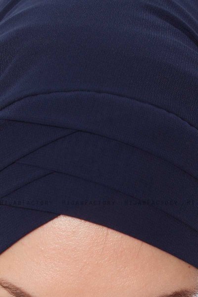 Mehtap - Marineblå Praktisk One Piece Chiffon Hijab