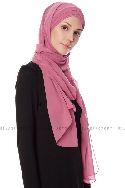 Mehtap - Mørk Rosa Praktisk One Piece Chiffon Hijab