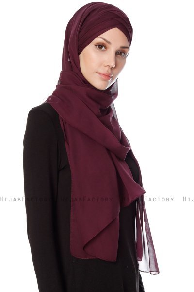 Mehtap - Plomme Praktisk One Piece Chiffon Hijab