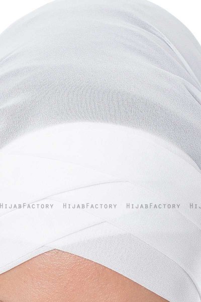Mehtap - Hvit Praktisk One Piece Chiffon Hijab