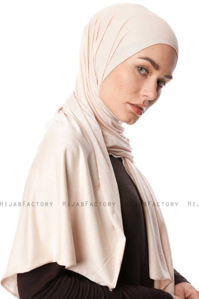 Melek - Beige Premium Jersey Hijab - Ecardin