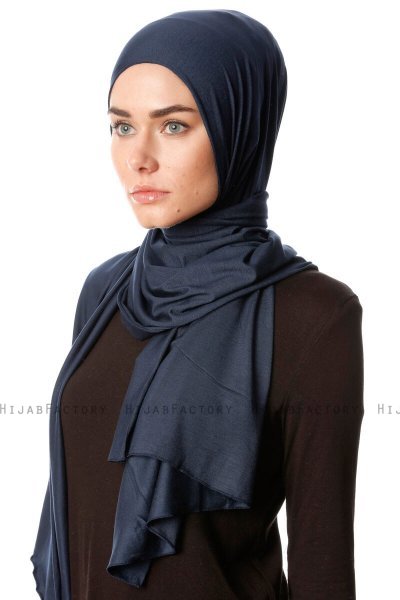 Melek - Marineblå Premium Jersey Hijab - Ecardin