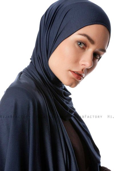 Melek - Marineblå Premium Jersey Hijab - Ecardin