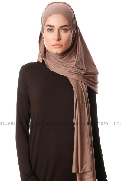 Melek - Mørk Taupe Premium Jersey Hijab - Ecardin