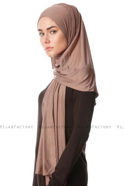 Melek - Mørk Taupe Premium Jersey Hijab - Ecardin