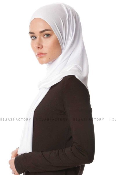 Melek - Hvit Premium Jersey Hijab - Ecardin