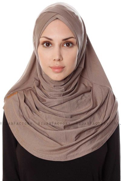 Mia - Mørk Taupe One-Piece Al Amira Hijab - Ecardin