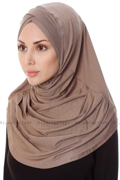Mia - Mørk Taupe One-Piece Al Amira Hijab - Ecardin