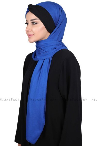 Mikaela - Blå & Svart Praktisk Bumull Hijab