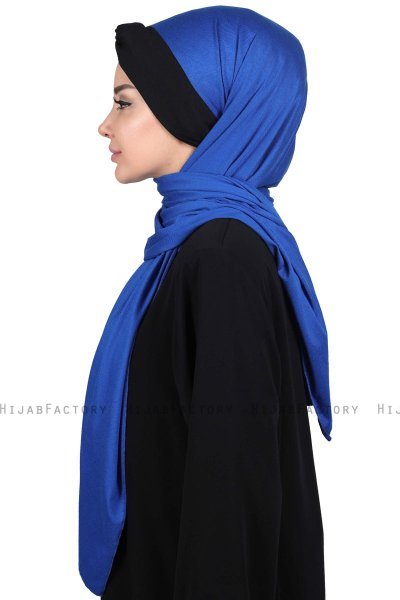 Mikaela - Blå & Svart Praktisk Bumull Hijab