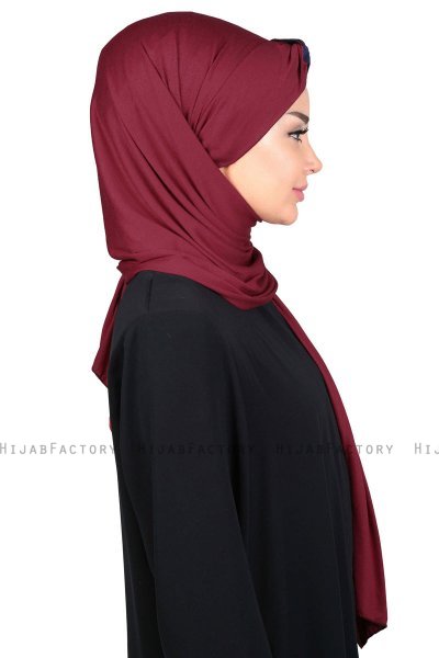 Mikaela - Bordeaux & Marineblå Praktisk Bumull Hijab