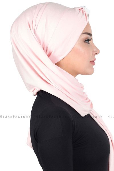 Mikaela - Gammelrosa & Creme Praktisk Bumull Hijab