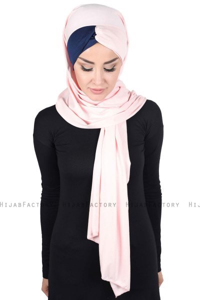 Mikaela - Gammelrosa & Marineblå Praktisk Bumull Hijab
