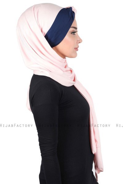 Mikaela - Gammelrosa & Marineblå Praktisk Bumull Hijab