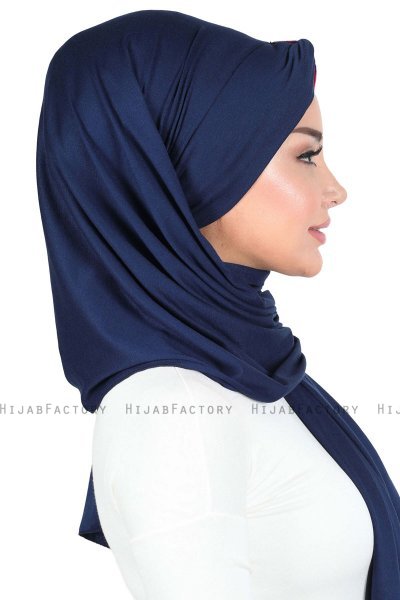 Mikaela - Marineblå & Fuchsia Praktisk Bumull Hijab
