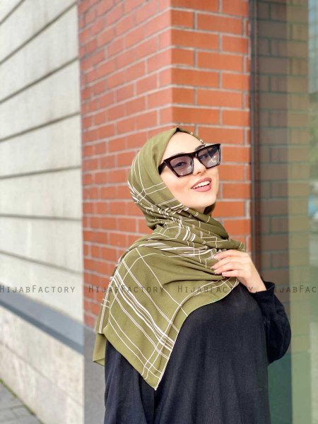 Muna - Khaki Mønstret Crepe Hijab - Mirach