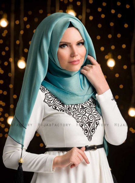 MW Antikblå Chiffon Hijab Sjal Muslima Wear 310212a