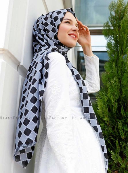 Nakia - Svart Mønstret Hijab - Sal Evi