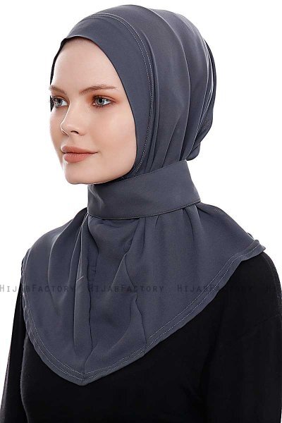 Narin - Antrasitt Praktisk One Piece Crepe Hijab