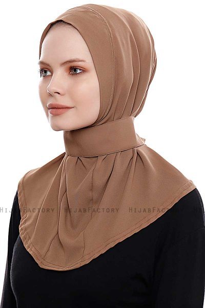 Narin - Brun Praktisk One Piece Crepe Hijab