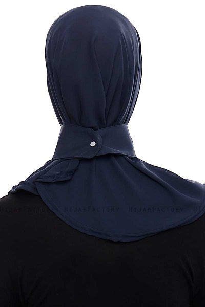 Narin - Marineblå Praktisk One Piece Crepe Hijab