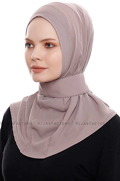 Narin - Mørk Taupe Praktisk One Piece Crepe Hijab