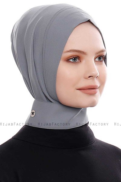 Narin - Mørk Grå Praktisk One Piece Crepe Hijab