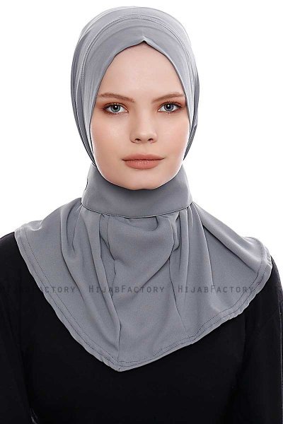 Narin - Mørk Grå Praktisk One Piece Crepe Hijab