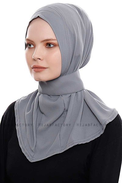 Narin - Mørk Grå Praktisk One Piece Crepe Hijab
