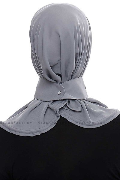 Narin - Mørk Grå Praktisk One Piece Crepe Hijab