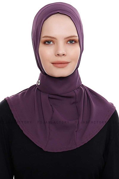 Narin - Mørk Lilla Praktisk One Piece Crepe Hijab