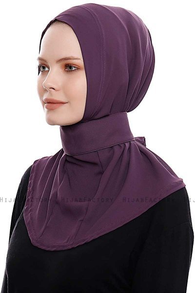Narin - Mørk Lilla Praktisk One Piece Crepe Hijab