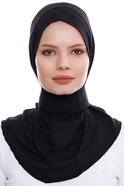 Narin - Svart Praktisk One Piece Crepe Hijab