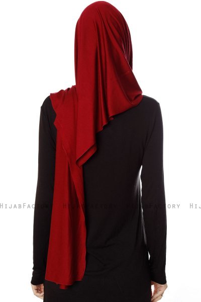 Naz - Bordeaux & Creme Praktisk One Piece Hijab - Ecardin