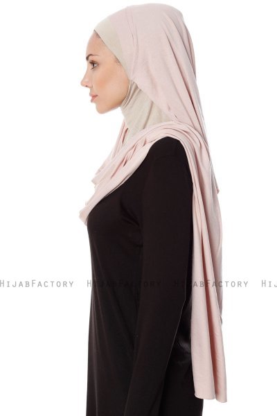 Naz - Gammelrosa & Lys Taupe Praktisk One Piece Hijab - Ecardin