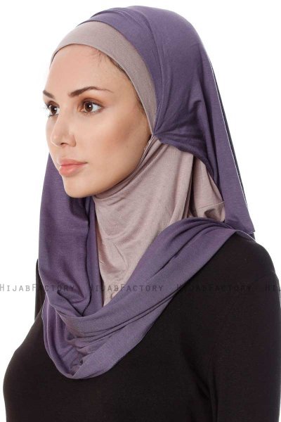 Naz - Lilla & Steingrå Praktisk One Piece Hijab - Ecardin