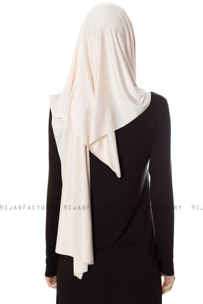 Naz - Lys Beige & Creme Praktisk One Piece Hijab - Ecardin