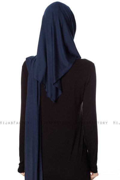 Naz - Marineblå & Lyseblå Praktisk One Piece Hijab - Ecardin