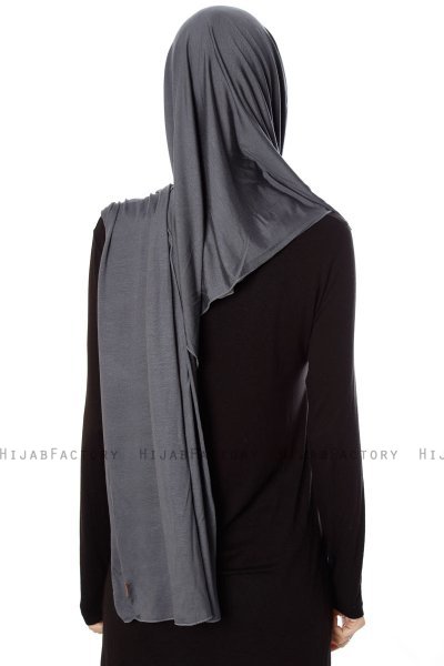 Naz - Mørk Grå & Lysegrå Praktisk One Piece Hijab - Ecardin