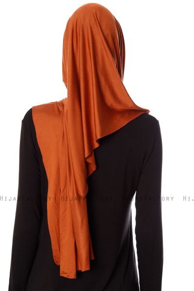 Naz - Mursteinsrød & Lys Beige Praktisk One Piece Hijab - Ecardin
