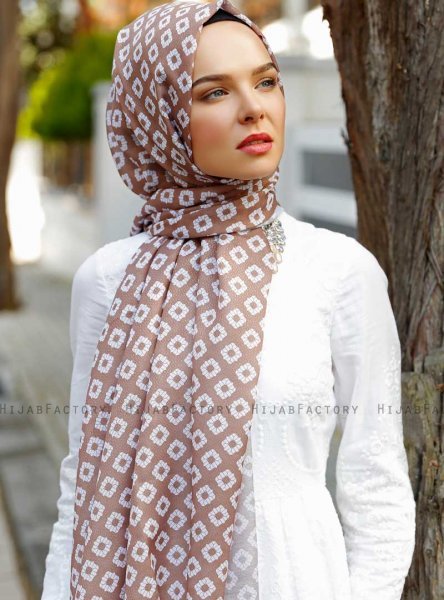 Nesrin - Brun Mønstret Hijab