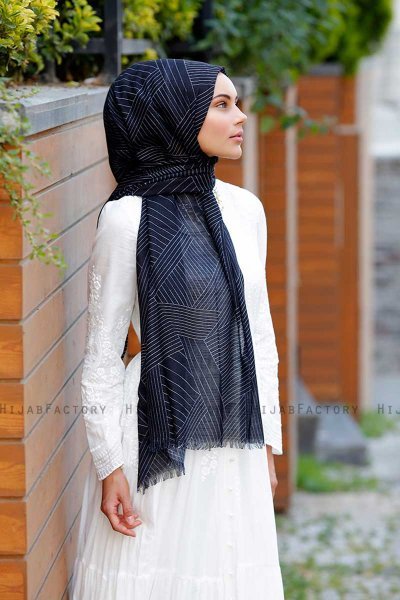 Nija - Svart Mønstret Hijab - Sal Evi