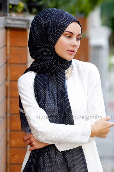 Nija - Svart Mønstret Hijab - Sal Evi