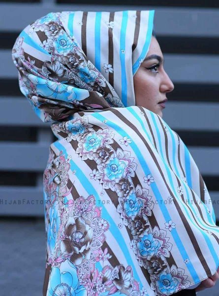 Niusha - Taupe Mønstret Voile Hijab